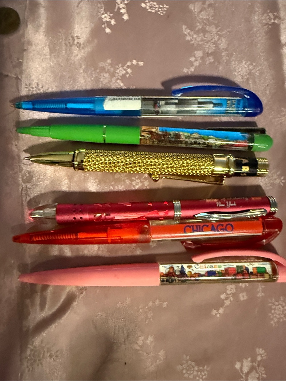 Assorted Colorful Ballpoint Pens - Pink, Red, Gold, Blue, Green